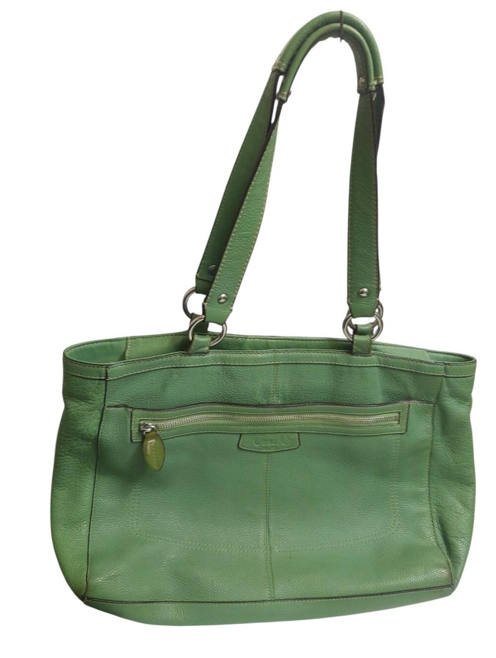 Coach F14684 Penelope Large Handbag Tote Green Pebble Leather Vintage Y2K